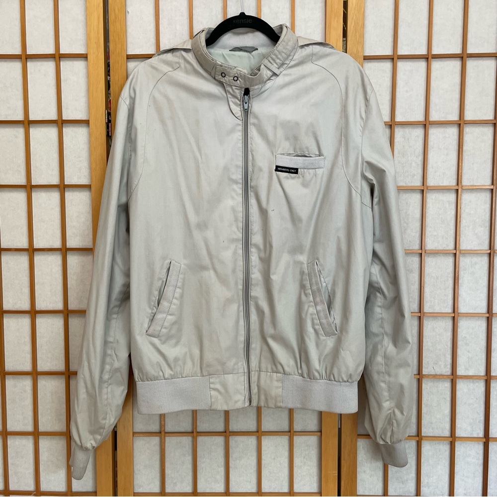 1980s - Members Only Jacket - Grey/Beige - Size 44L